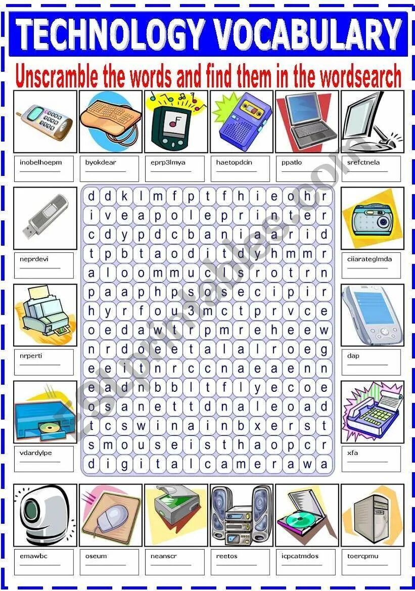 Technology Wordsearch. Информатика на английском языке. Задания английский Computers. Гаджеты на английском задания.