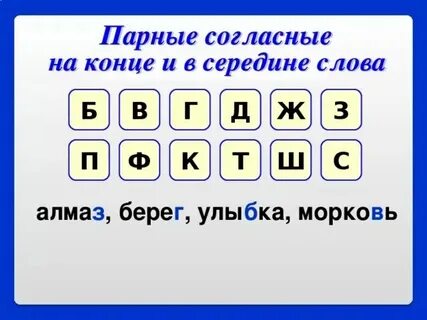 Слова с парными согласными в середине