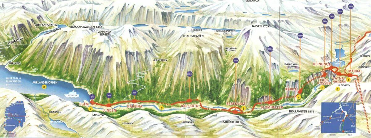 Норвегия высота над уровнем моря. Фломская железная дорога Норвегия на карте. Фьорд схема. Фломская железная дорога маршрут. Образование фьордов схема.