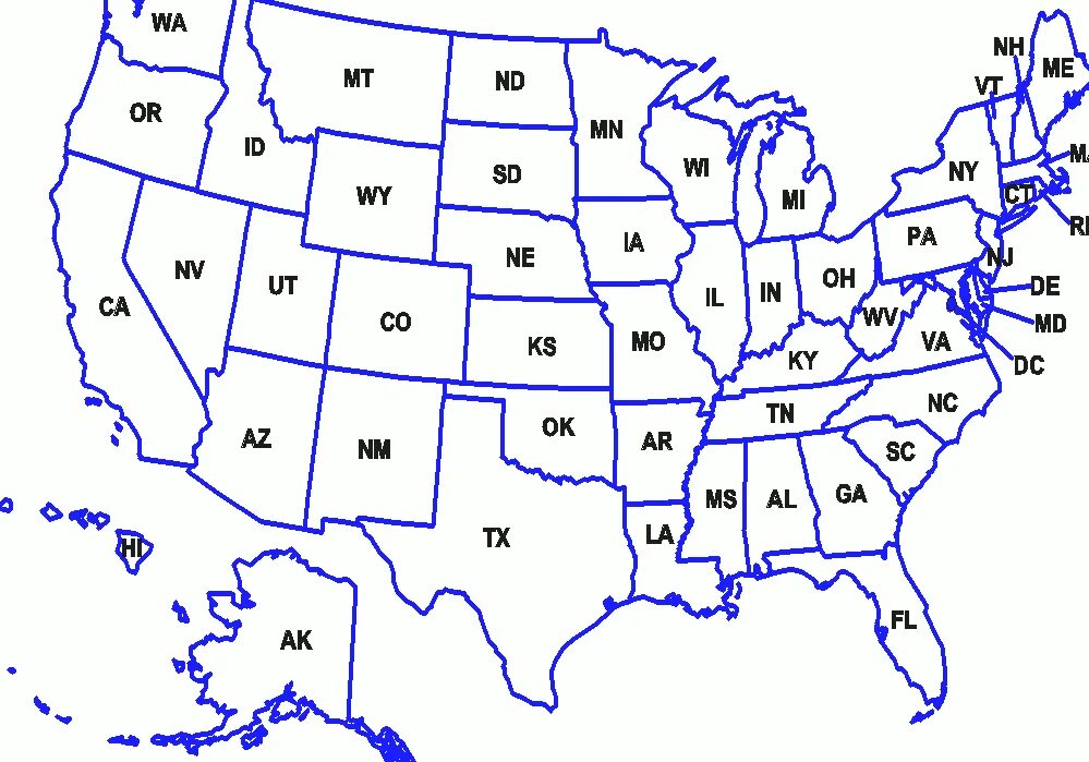 USA States Map. Карта США со Штатами. Административное деление США. Сокращенные названия Штатов США. 1970 год символ штата сша