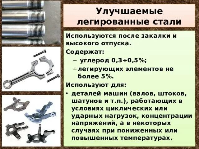 В используемой стали что дает. Конструкционные улучшаемые стали. Конструкционные стали. Улучшаемые стали. Легированная конструкционная сталь. Конструкционные улучшаемые легированные стали.