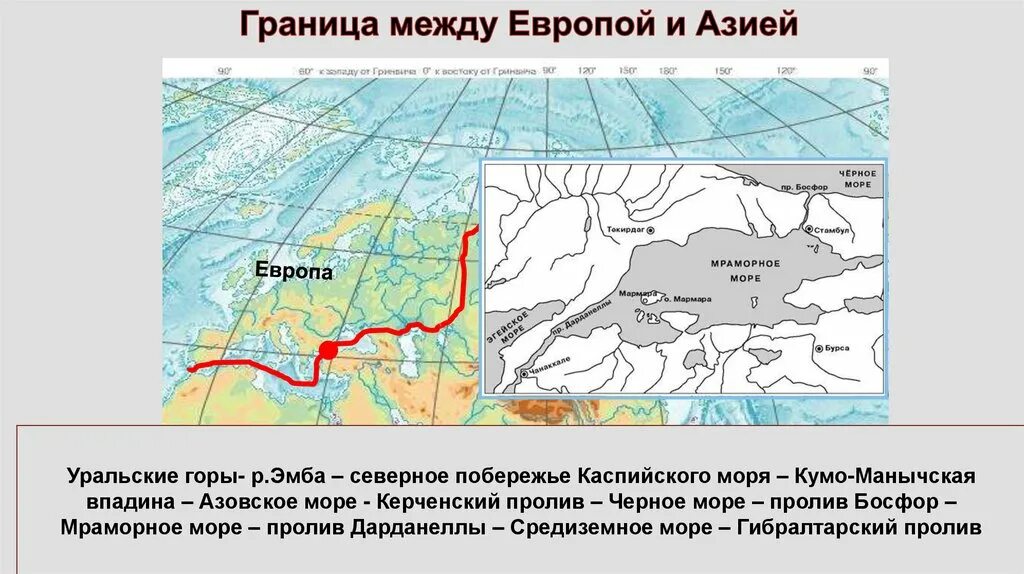 Граница между Европой и Азией. Граница между Европой и Азией на карте Евразии. Граница между Европой и Азией в России. Где находится граница между Европой и Азией. Граница между европой и азией страна