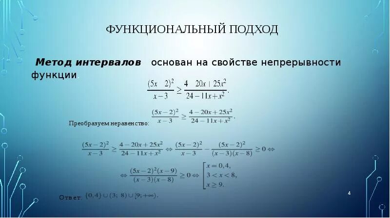Непрерывность функции метод интервалов