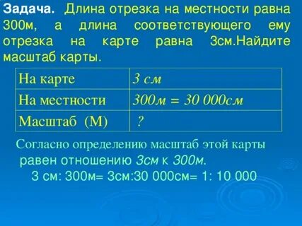 Определите длину отрезков местности