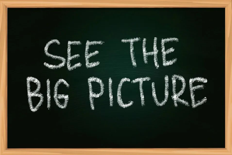 Whole picture. The whole Постер. Seeing the bigger picture. Chalk picture for Kids.