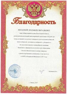 Благодарность за представление