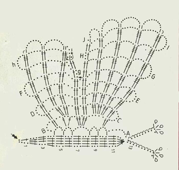 Крючок схемы вязания бабочки