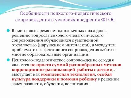 Технология педагогического сопровождения и поддержки