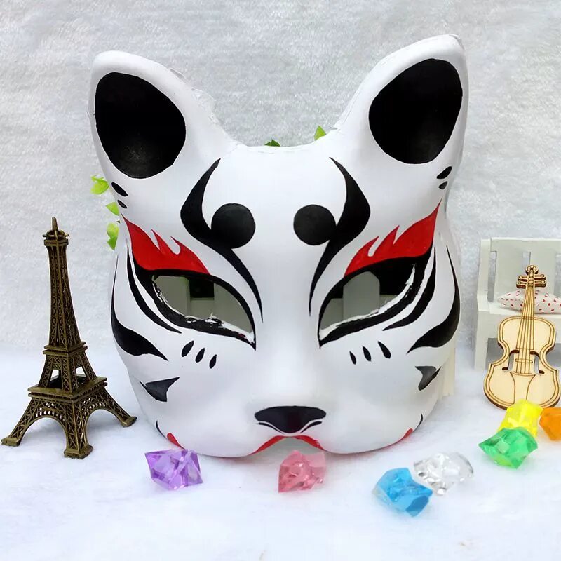 Как можно раскрасить маску кошки. Карнавальная маска кота. Японская Кошачья маска. Маска лисы. Японские карнавальные маски.