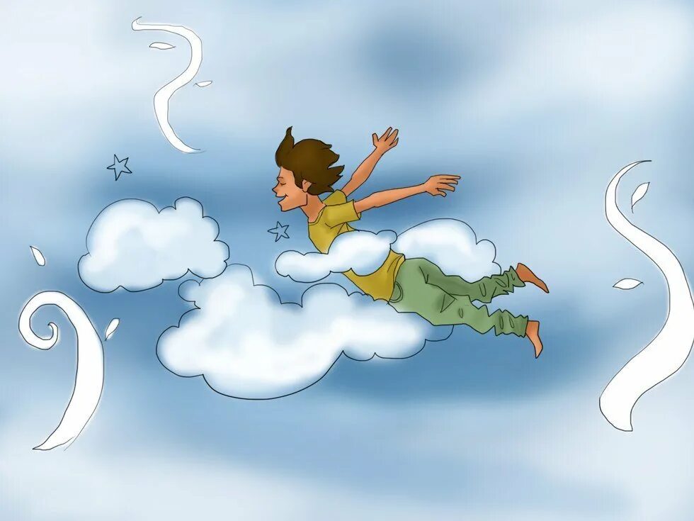 К чему снится сон лететь на самолете. Летать в облаках. Мальчик на облаке. Человек на облаке. Витать в облаках.
