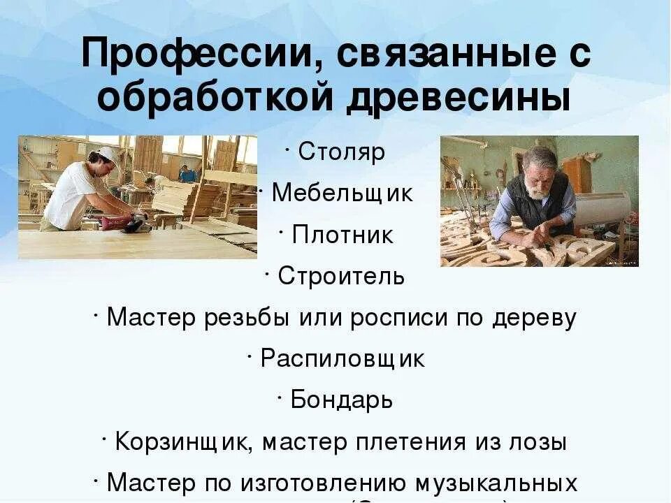 Профессии с древесиной