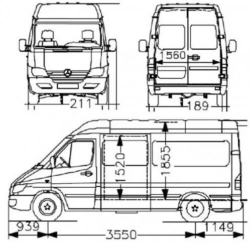Мерседес спринтер классик размеры. Габариты Мерседес Спринтер 311. Габариты Мерседес Спринтер Классик 311. Mercedes-Benz Sprinter 311 CDI габариты. Спринтер Мерседес 902 габариты.