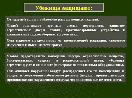 Убежище защищает от факторов массового поражения
