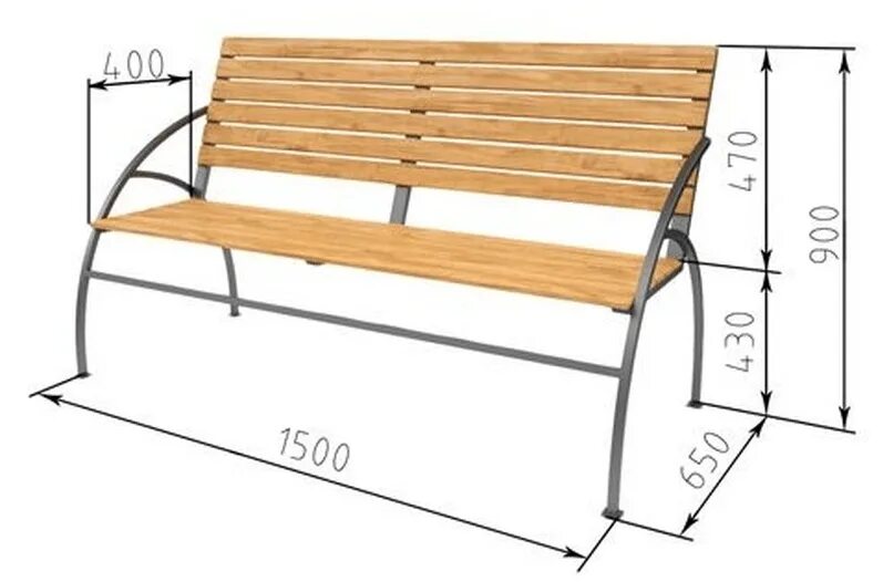 Размеры садовой скамейки из профильной трубы