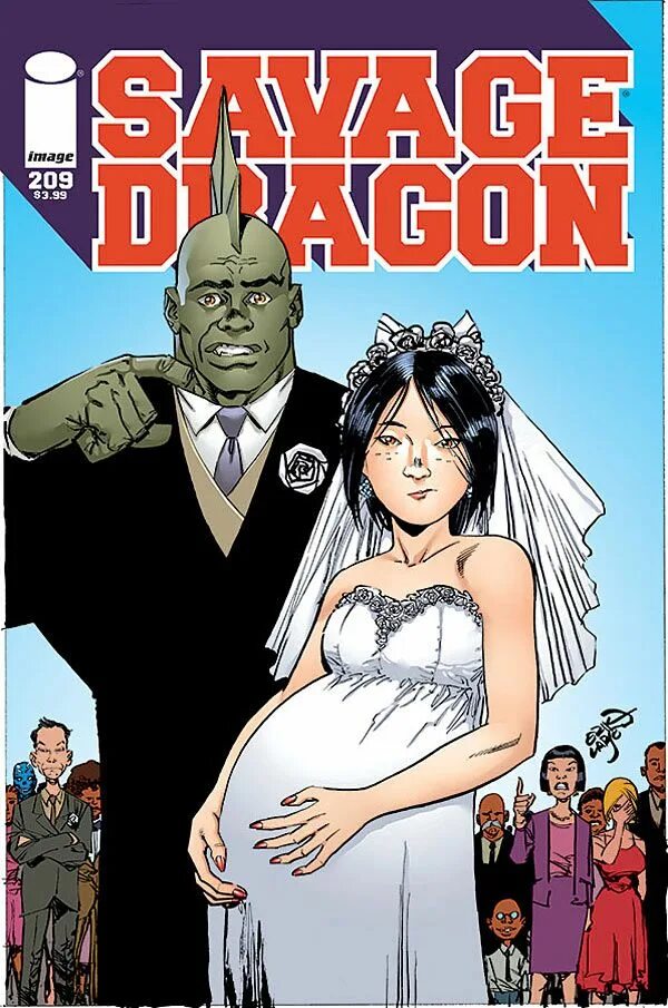 Сэвэдж дракон. Беременный робот. Savage Dragon и его девушка. Комиксы чернокожие