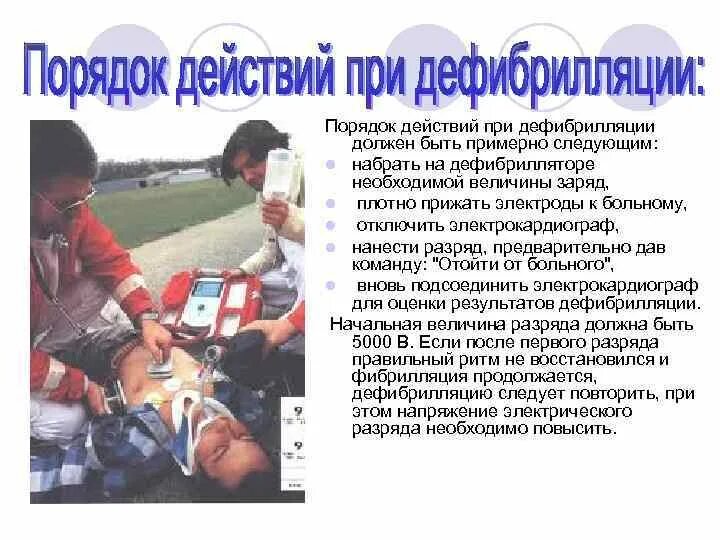 Порядок действий по использованию дефибриллятора