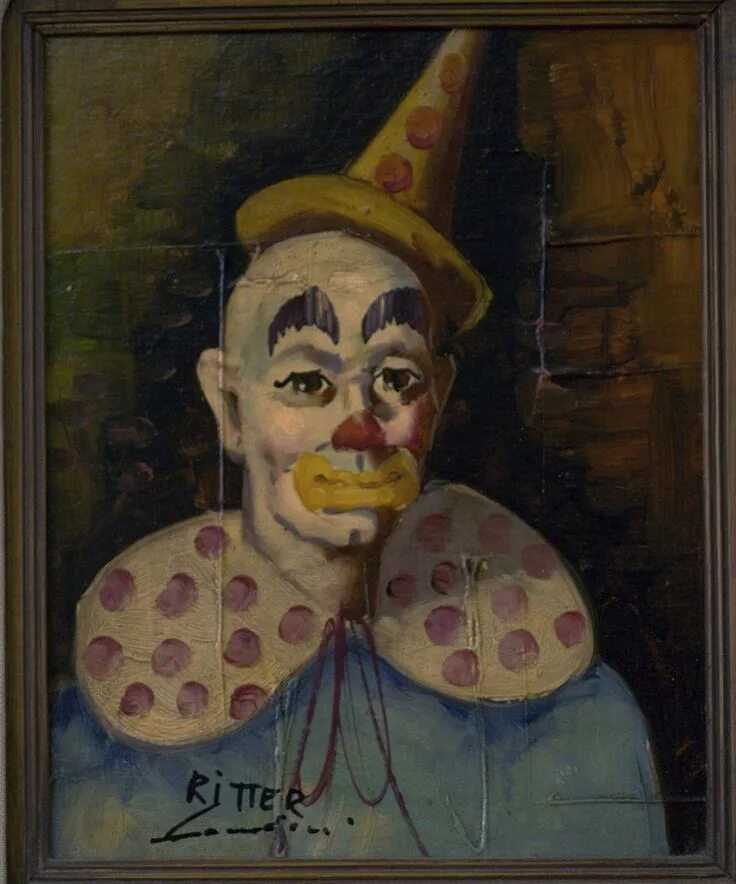Клоун 13. Julian Ritter художник. Клоуны в живописи. Клоун средневековья. Старый клоун живопись.