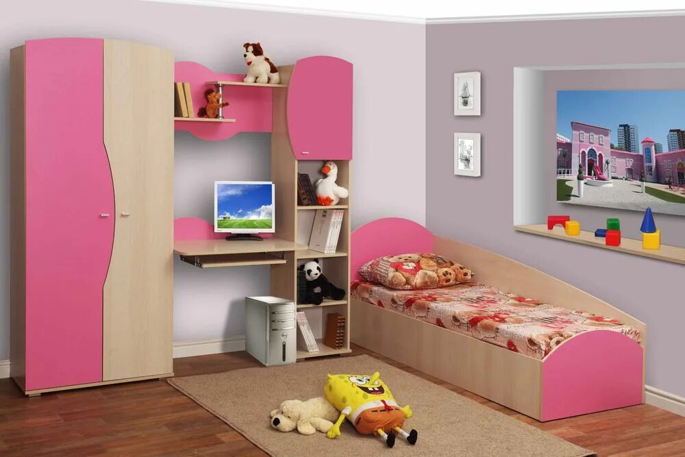 Детские дсп. Тони Олмеко. Набор мебели Олмеко лайф-2. Мебель для детской. Мебель для девочки в комнату.