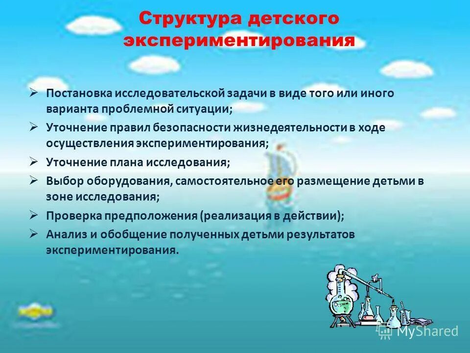 Структура экспериментальной деятельности в ДОУ. Этапы экспериментальной деятельности в ДОУ. Структура занятия по опытно экспериментальной деятельности. Условия для экспериментирования в ДОУ.