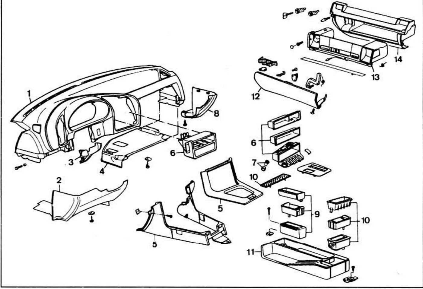Номер детали кузова. Схема сборки салона БМВ е34. Детали панели БМВ е36. Консоль торпеды БМВ е36. BMW e36 схема воздуховода.