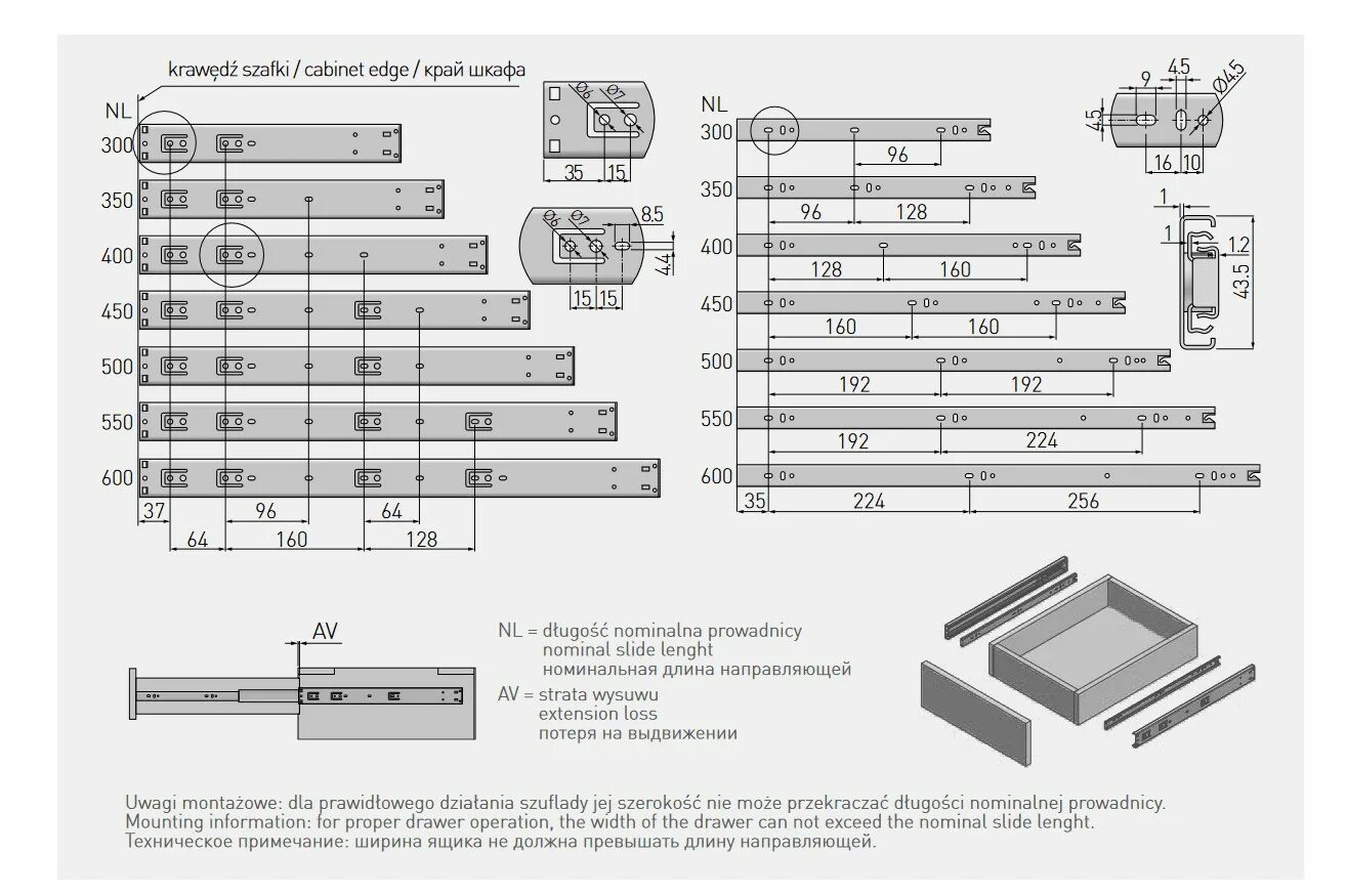Направляющие роликовые кдм 400мм 0,8мм чертеж. Как выбрать длину направляющих. Как выбрать длину направляющих. Ширина роликовых направляющих для выдвижных ящиков. Как выбрать длину направляющих.