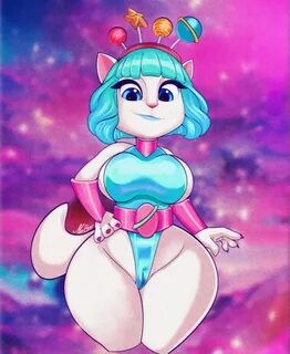 blue_hair cat_ears catgirl female female_only talking_angela talking_friend...