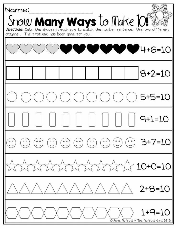 Make number. Make ten worksheets. composing numbers kindergarten. moffat girls задания.