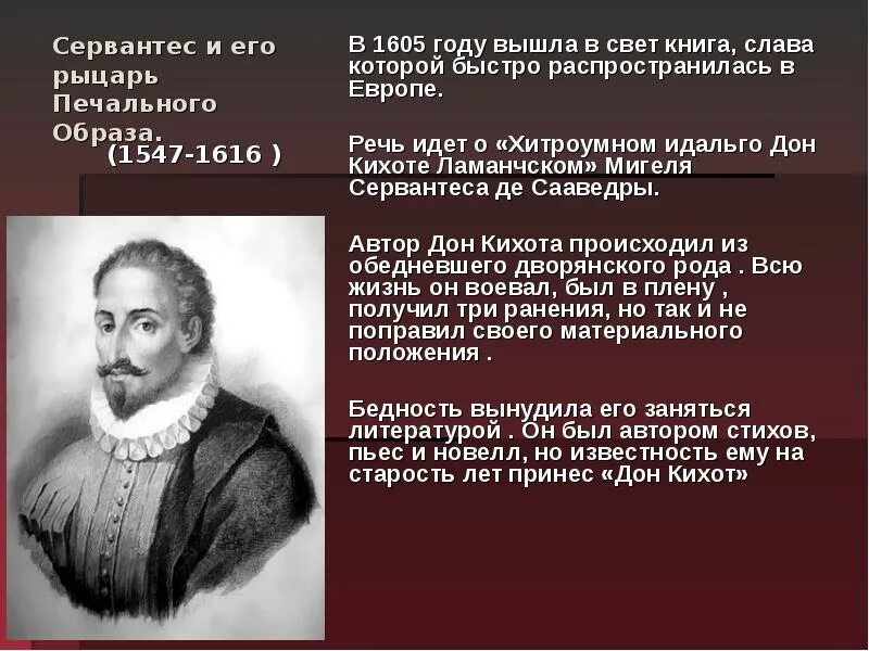Основные идеи мигеля сервантеса. Основные идеи мигеля сервантеса