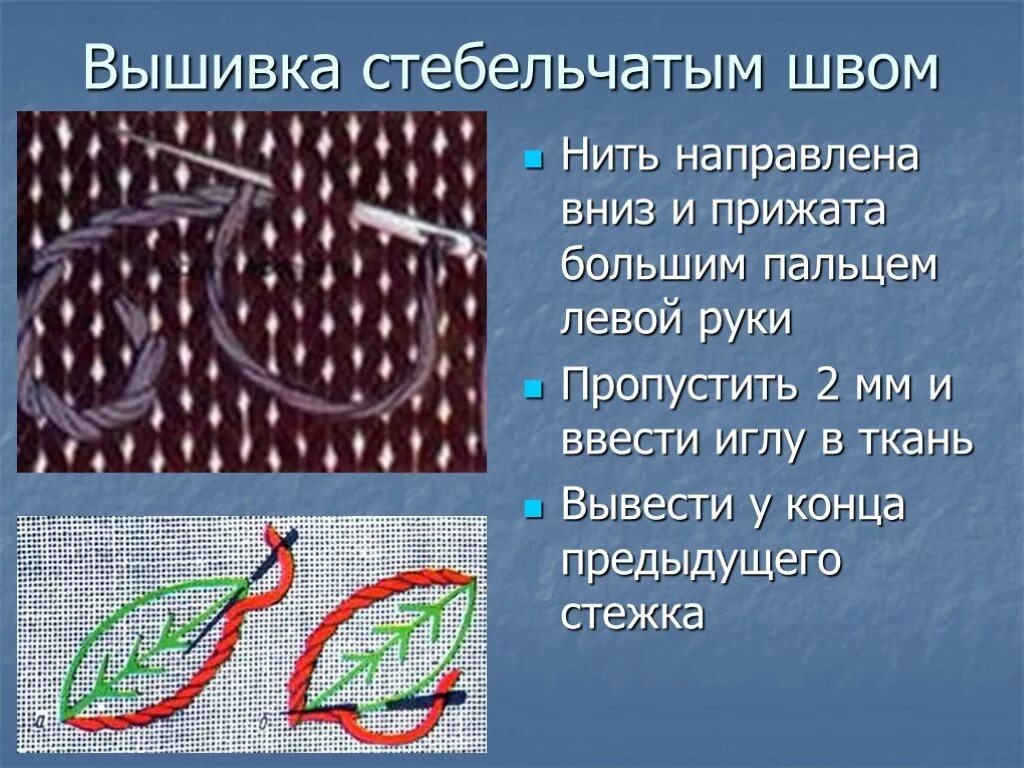 Презентация стежки 2 класс. Стежки Вышивание стебельчатый шов. Стебельчатый шов нитками мулине. Стебельчатый шов вышивка мулине. Вышивка гладью стебельчатый шов.