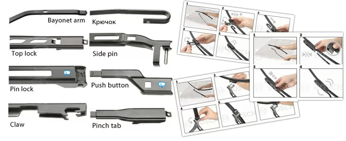 На что крепятся дворники. Типы креплений Bayonet Arm. Дворники крепление Bayonet Arm. Крепление щеток стеклоочистителя Bayonet. Тип крепления щеток стеклоочистителя Bayonet Arm.