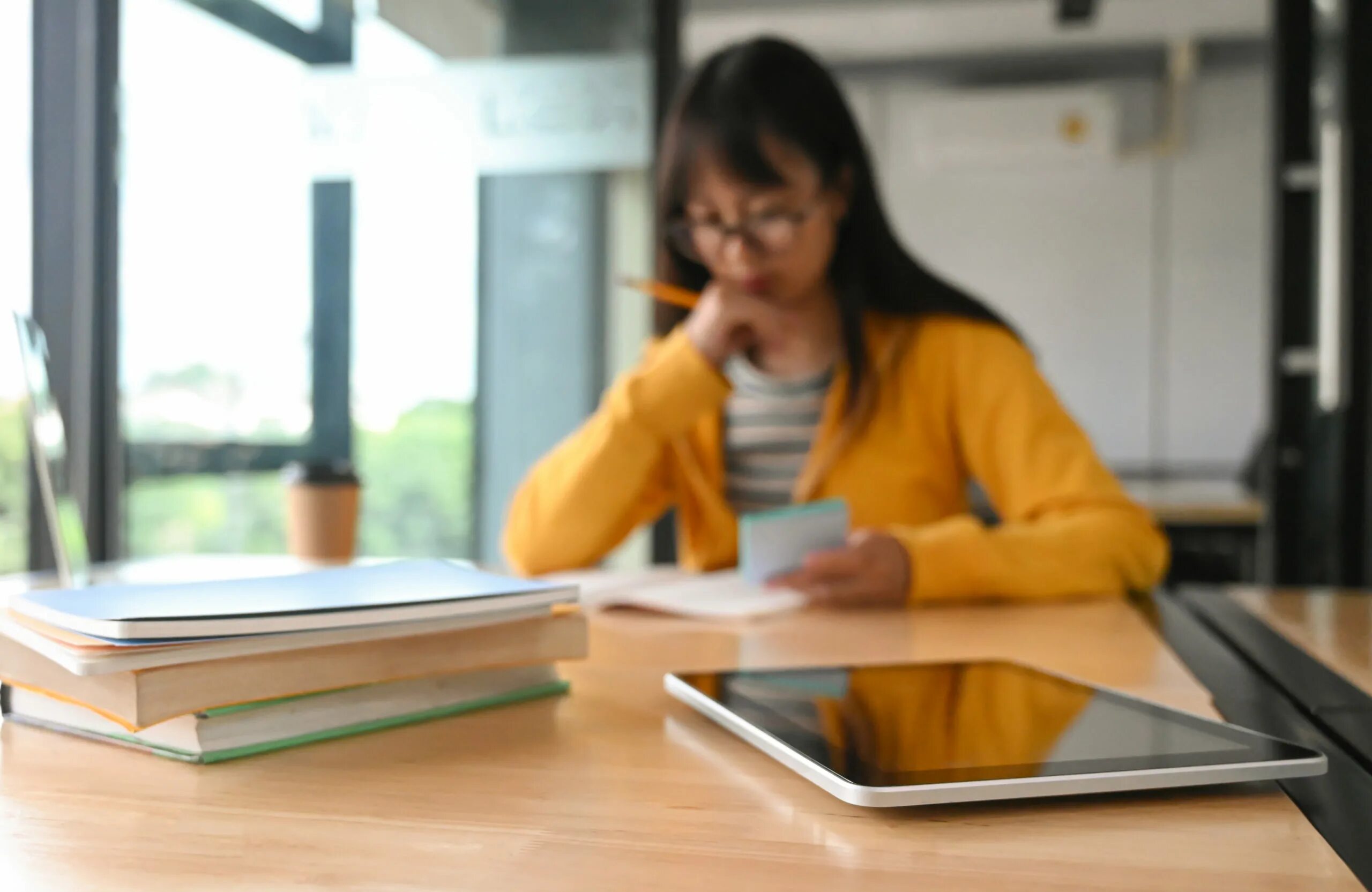 The student is the table