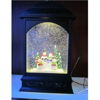 Новогодний фонарь с блестками и подсветкой
