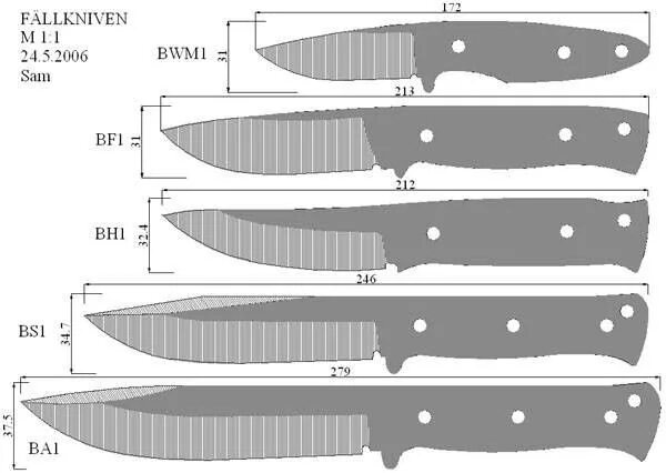Размеры лезвий ножей. Чертеж ножа Fallkniven f1. Формы клинков для ножей чертежи охотничьи. Форма клинка охотничьего ножа. Fallkniven PHK чертеж.