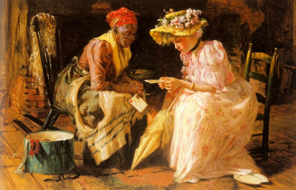 Painting talk. Harry Herman Roseland (1867—1950). Harry Herman Roseland картины. Гарри Роузленд. Живопись картина: дама у гадалки.