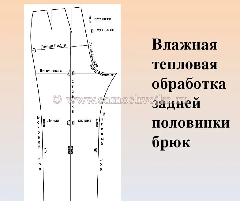 ВТО брюк схема. ВТО передних половинок брюк. Тепловая обработка брюк. Схема ВТО женских брюк.