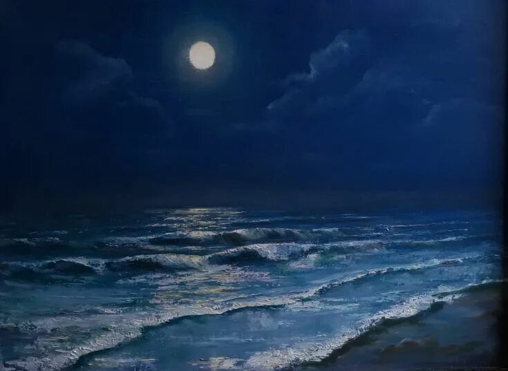 Море ночью маслом. Ночное море. celestial ocean.