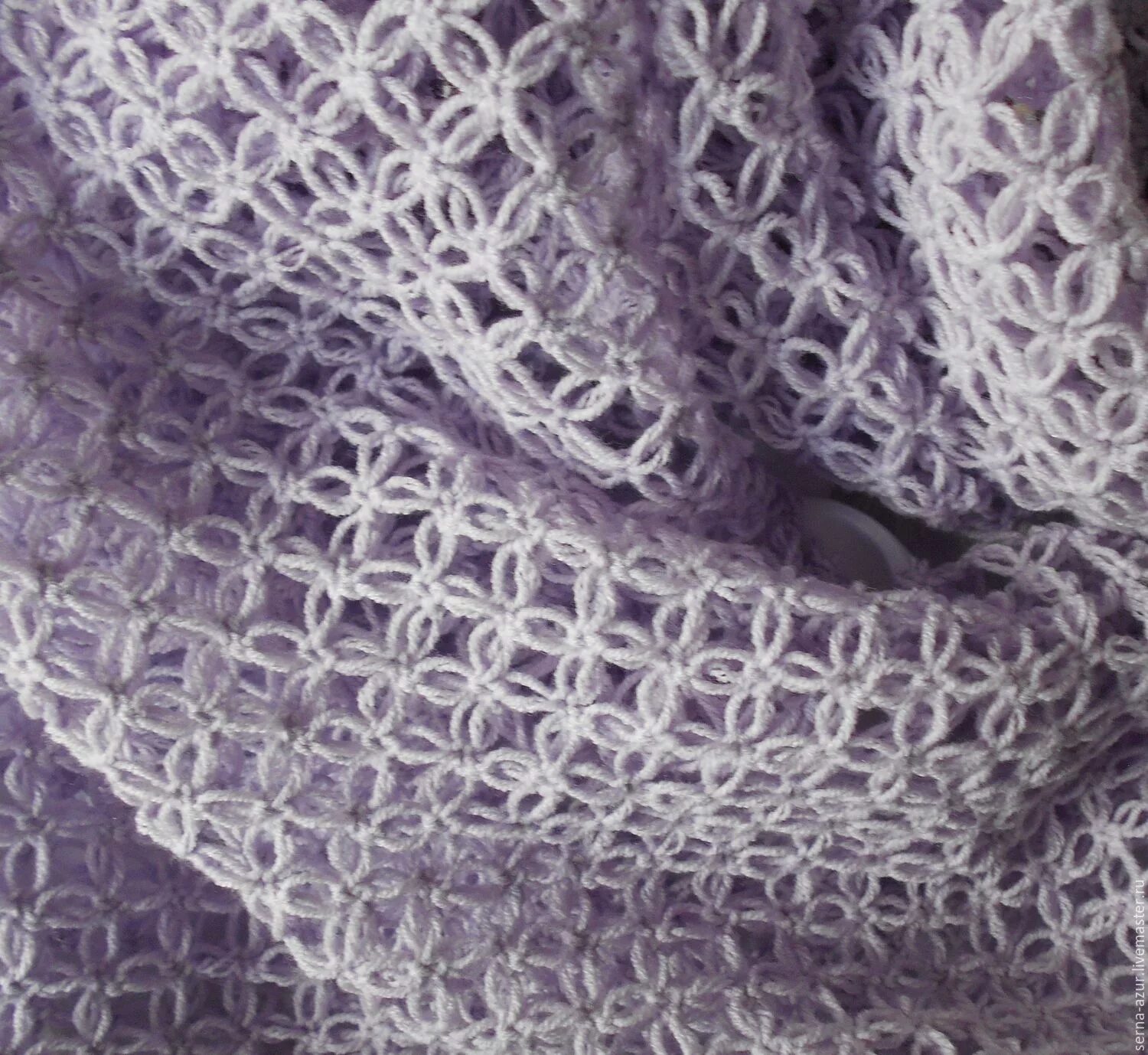 Шатлен вязание спицами. Бактус ангора. Красивая воздушная вязка спицами. Объемный узор для снуда. Шарф из тонких ниток.