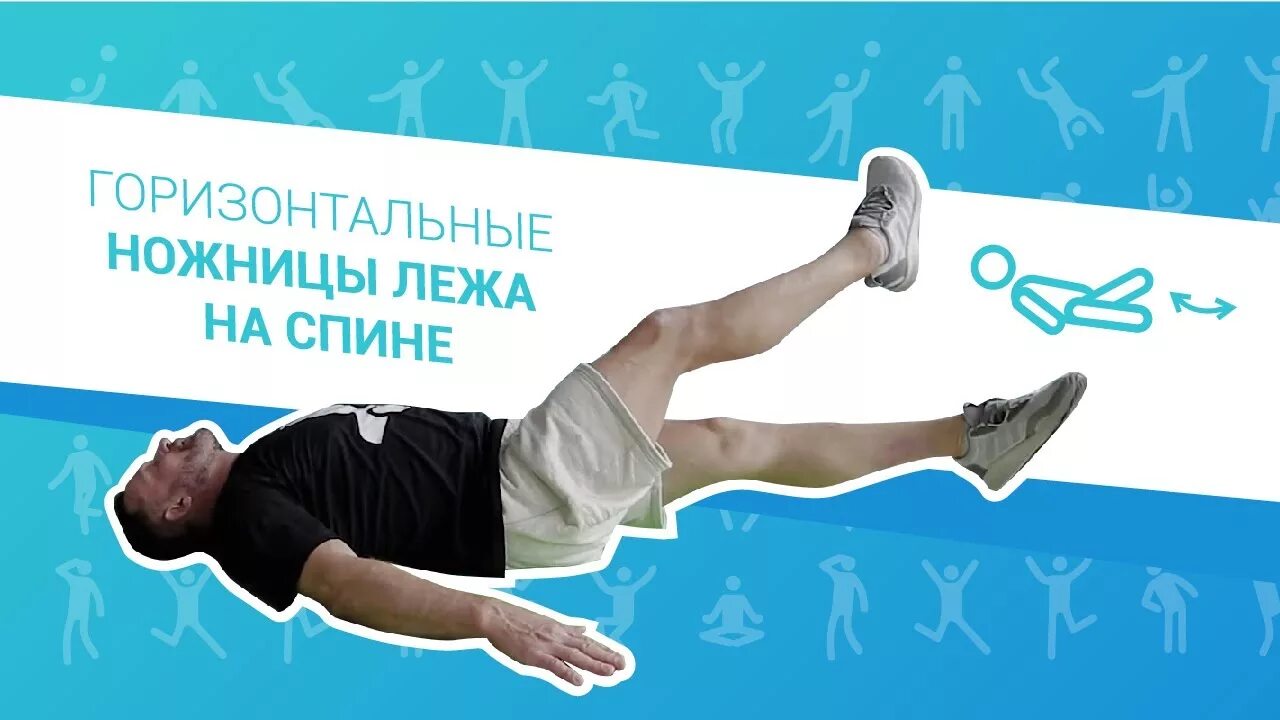 Упражнения от простатита. Гимнастика от простатита. Лечебная гимнастика от простатита. Упражнение ножницы лежа на спине.