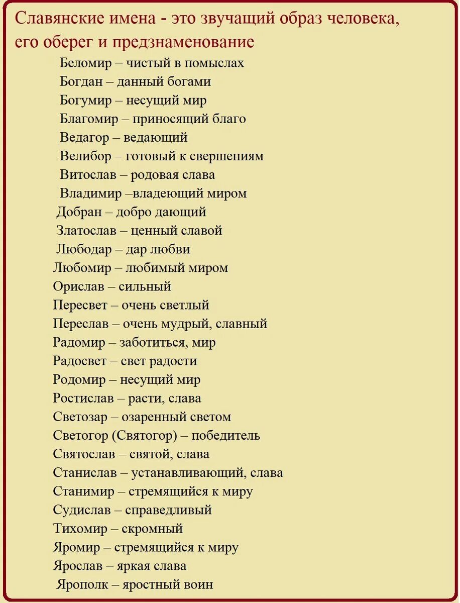 Старославянские имена мальчиков