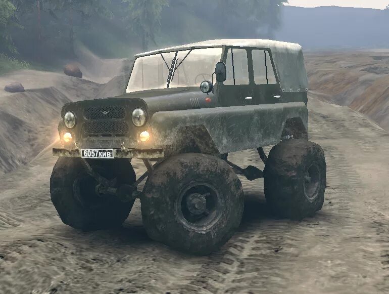 Ездить на на уаз. SPINTIRES 2013 УАЗ. Колеса от комбайна на УАЗ. УАЗ 3151 на больших колесах на большом грязи. Колеса от КРАЗА на УАЗ.