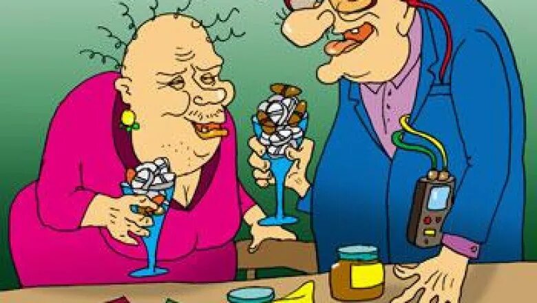 Бабушке стало лучше выпив лекарство. Пенсионер карикатура. Шарж Веселые пенсионеры. Веселые пенсионерки рисунки. Старость карикатура.