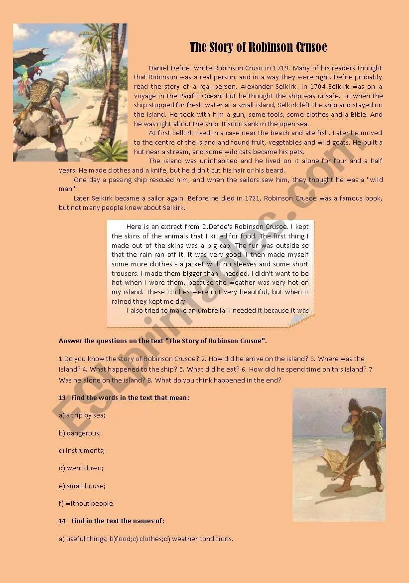 Робинзон Крузо the story. Robinson Crusoe Worksheets. Robinson Crusoe ESL. Игра Робинзон Крузо английский 6 класс.