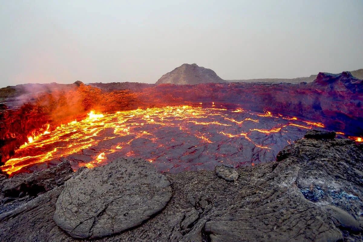 Вулкан эрта але Эфиопия. Афарская котловина. Геотермальная Энергетика магма. Щитовидные вулканы.