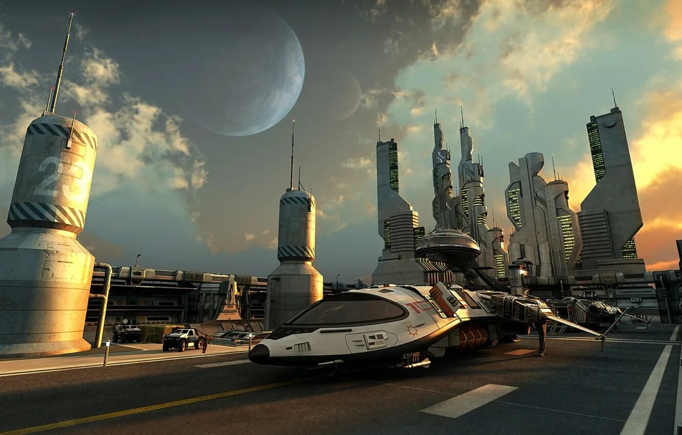 Космос будущего. Космопорт sci fi. звездолет космопорт башни. космический корабль в космопорту. космос корабль фантастика космопорт.