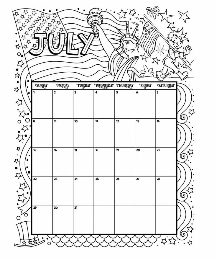 January Coloring Calendar Coloring calendar, January calendar, Calendar pages