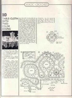 a page from the magic crochet book showing instructions for tablecloths and...