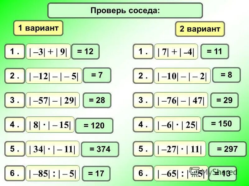 Самостоятельная по математике 6 класс модуль