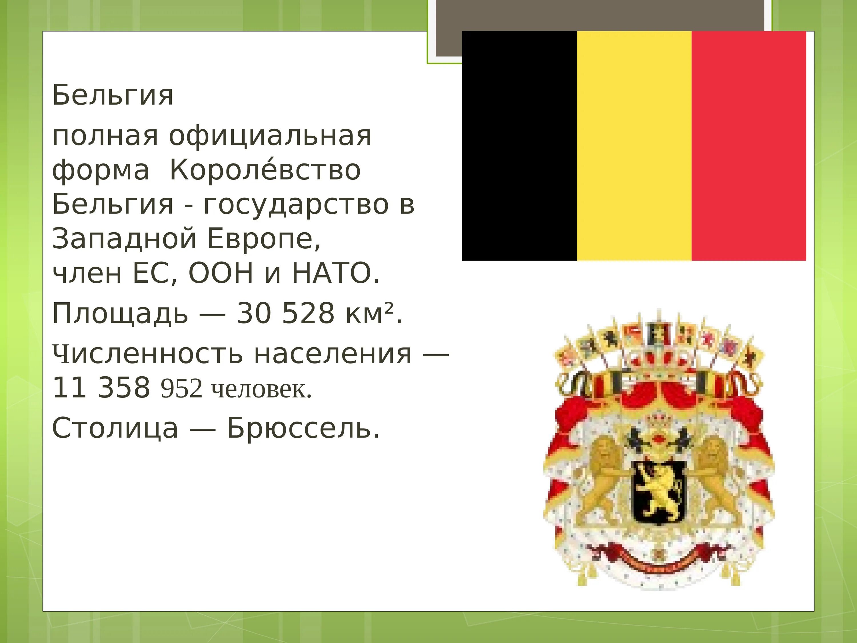 Визитная карточка название страны столица. Визитная карточка Бельгии. Государственные символы Бельгии. Бельгия форма правления.