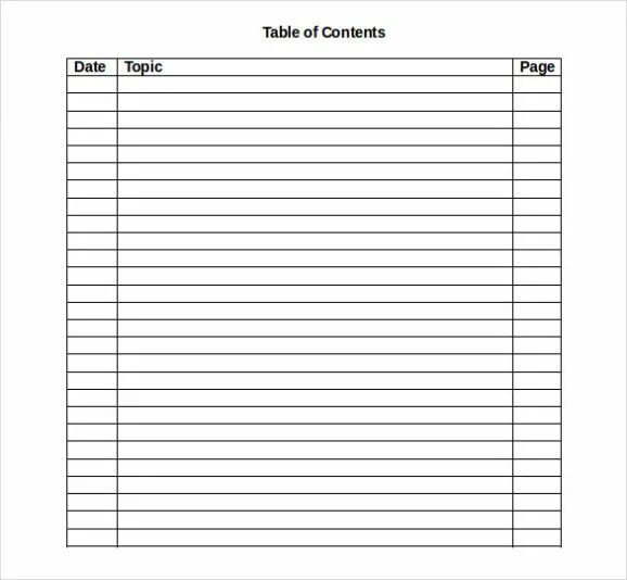 Table of contents. Table of contents Template. Index Page. Index Table. Page topics