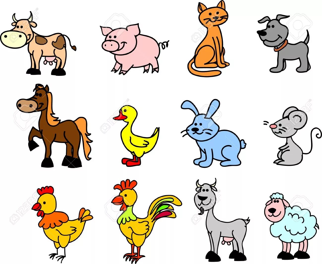 Иллюстрация домашние животные. Домашние животные для детей. Домашние животные мультяшные. Рисунки домашних животных для детей цветные. Корова свинья собака кошка